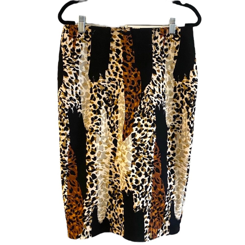 One Brand Body Contouring High Waist Animal Print Pencil Skirt, Size Small